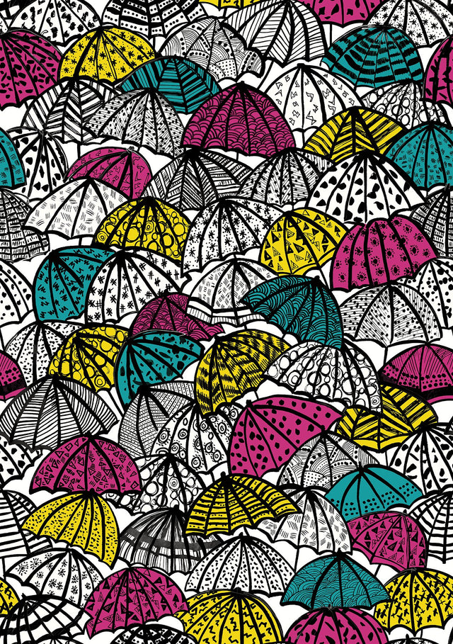 Dara Fuschia Jolly Brollies Wallpaper with Graphic Geometric Umbrella Motif - ohpopsi CEP50118W