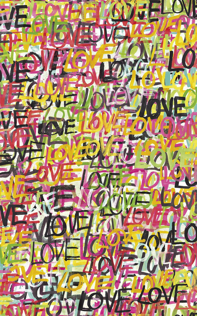 Indio Chartreuse Love Scribble Wallpaper with Graphic Graffiti Multicolor Novelty - CEP50119W