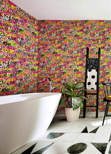 Indio Chartreuse Love Scribble Wallpaper with Graphic Graffiti Multicolor Novelty - CEP50119W