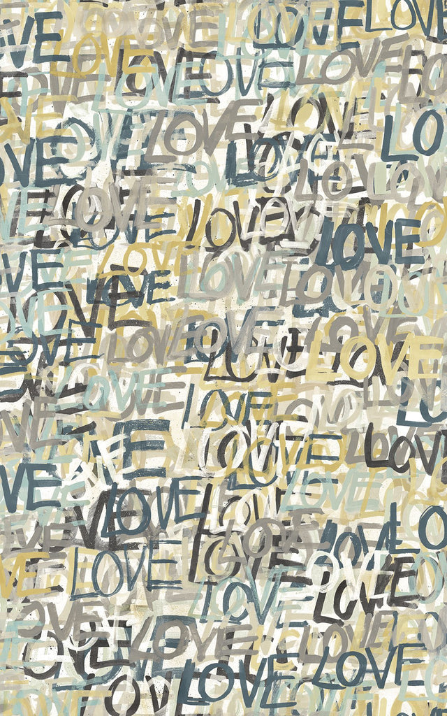 Indio Neutral Love Scribble Wallpaper with Eclectic Graphics Novelty Pattern - CEP50121W
