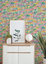 Indio Pastel Love Scribble Wallpaper with Graffiti Neon Script - ohpopsi CEP50122W