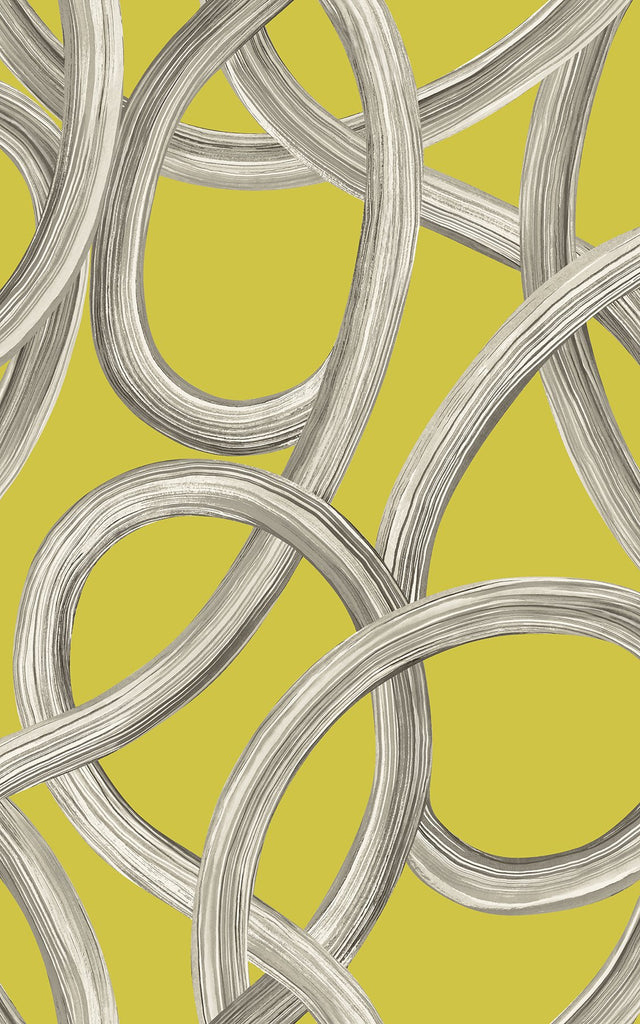 Calix Chartreuse Twisted Geo Wallpaper with Abstract Feature Wall Pattern - ohpopsi CEP50125W