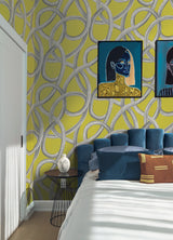 Calix Chartreuse Twisted Geo Wallpaper with Abstract Feature Wall Pattern - ohpopsi CEP50125W