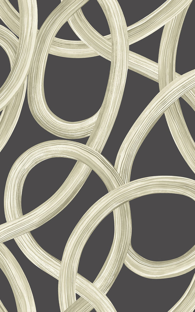 Calix Black Twisted Geo Wallpaper with Abstract Feature Wall Brushstroke Pattern - ohpopsi CEP50126W