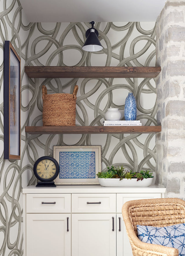 Calix White Twisted Geo Wallpaper with Abstract Feature Wall Style - CEP50127W
