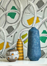 Calix Grey Twisted Geo Wallpaper with Abstract Feature Wall Design - ohpopsi CEP50128W