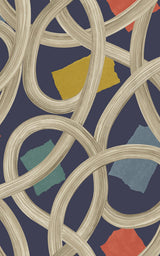 Calix Indigo Twisted Geo Wallpaper with Abstract Feature Wall Pattern - Brewster CEP50129W