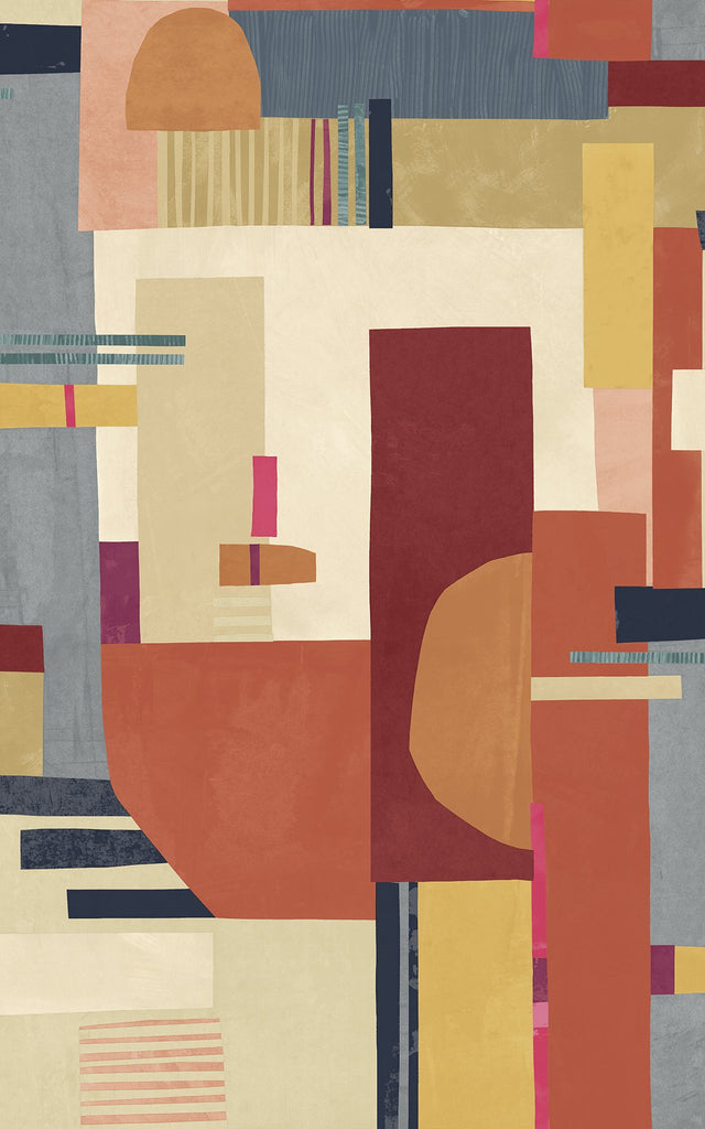 Rhodes Red Blocs Abstract Feature Wall Wallpaper - ohpopsi CEP50130W