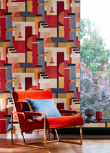Rhodes Red Blocs Abstract Feature Wall Wallpaper - ohpopsi CEP50130W