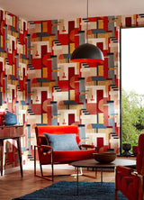 Rhodes Red Blocs Abstract Feature Wall Wallpaper - ohpopsi CEP50130W
