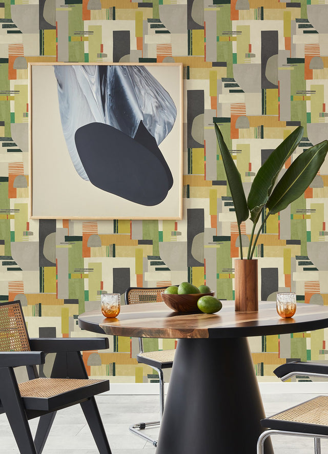Rhodes Sage Blocs Abstract Feature Wall Wallpaper - ohpopsi CEP50132W