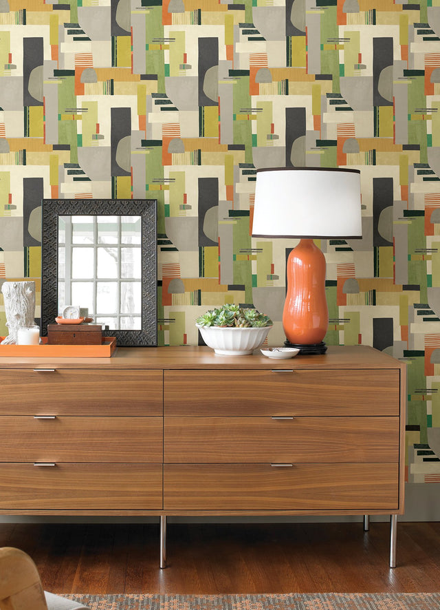 Rhodes Sage Blocs Abstract Feature Wall Wallpaper - ohpopsi CEP50132W