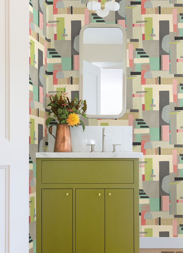 Rhodes Pastel Blocs Wallpaper with Abstract Graphic Feature Wall Style - ohpopsi CEP50134W