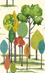Cypress Teal Tall Trees Wallpaper with Botanical Farmhouse Pattern - CEP50137W