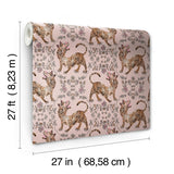 Ferrandi Light Pink Wallpaper with Tibetan Tiger and Floral Motif - York CH1420