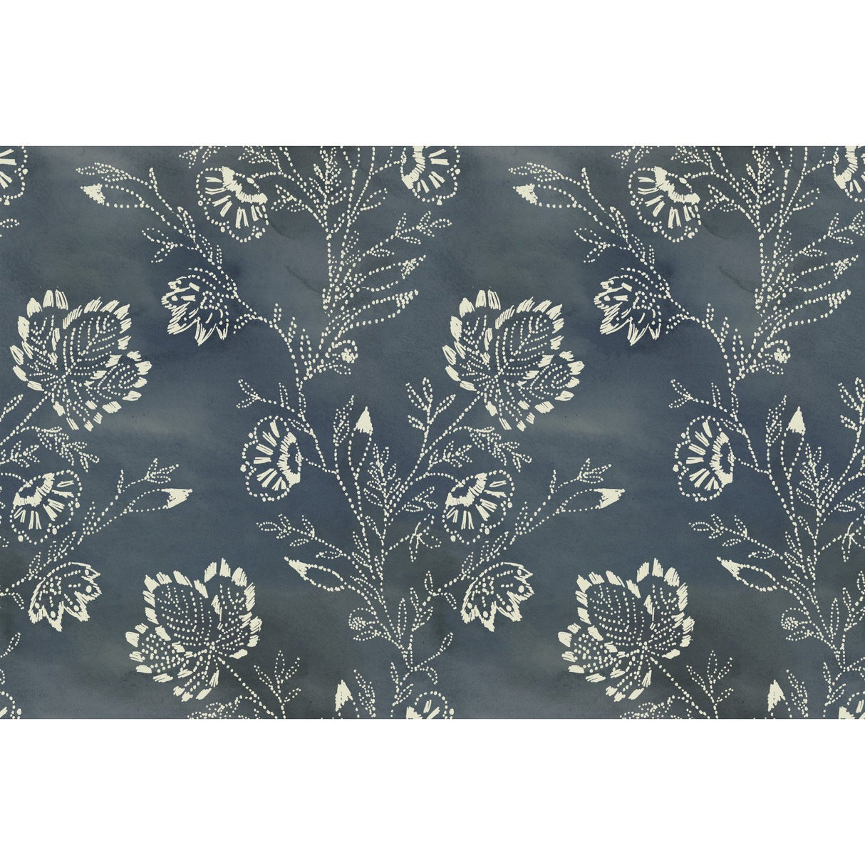 Barbier Blue Wallpaper with Botanical Watercolor Leaf & Vine Motif - York CH1426