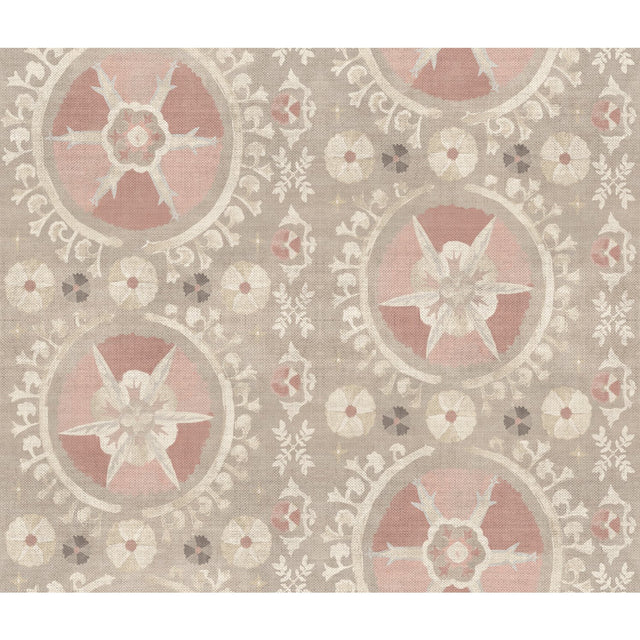 Fleurus Light Pink Geometric Suzani Medallion Wallpaper - York CH1431