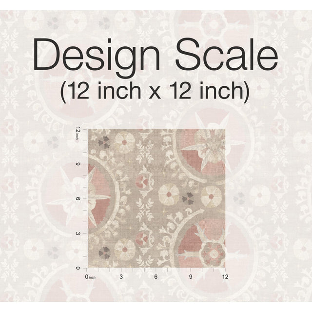 Fleurus Light Pink Geometric Suzani Medallion Wallpaper - York CH1431