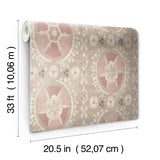 Fleurus Light Pink Geometric Suzani Medallion Wallpaper - York CH1431
