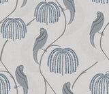 Blaise Blue & Grey Wallpaper with Stylized Birds and Botanicals - York CH1435