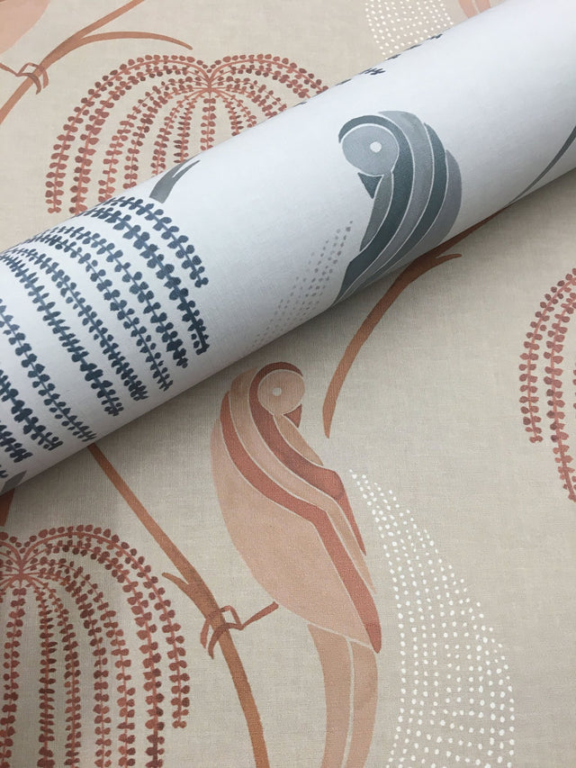 Blaise Blue & Grey Wallpaper with Stylized Birds and Botanicals - York CH1435