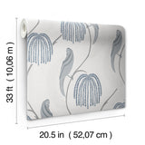 Blaise Blue & Grey Wallpaper with Stylized Birds and Botanicals - York CH1435
