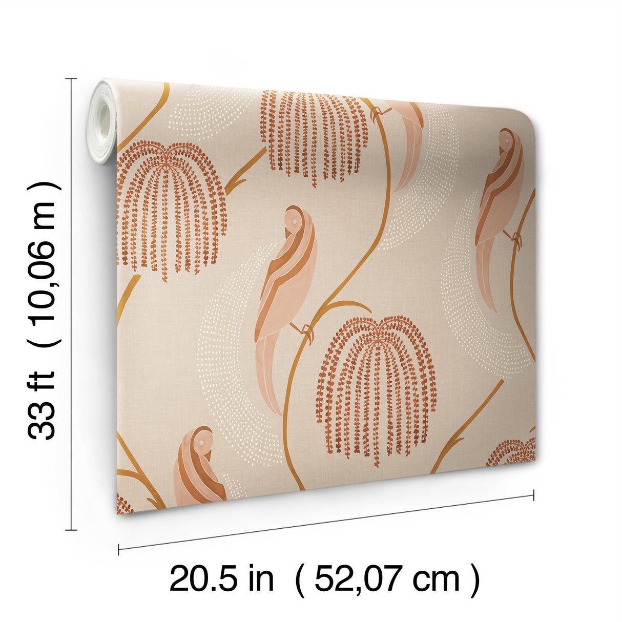 Blaise Light Pink Wallpaper with Botanical Bird Motif - York CH1436