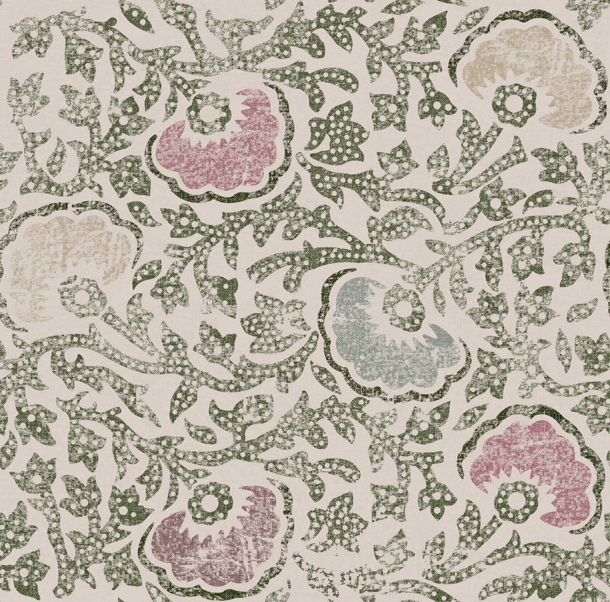 Fontaine Multicolor Wallpaper with Vintage Floral Vines Pattern, Prepasted Sure Strip - York CH1440