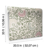Fontaine Multicolor Wallpaper with Vintage Floral Vines Pattern, Prepasted Sure Strip - York CH1440