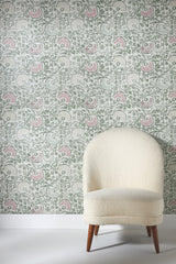 Fontaine Multicolor Wallpaper with Vintage Floral Vines Pattern, Prepasted Sure Strip - York CH1440
