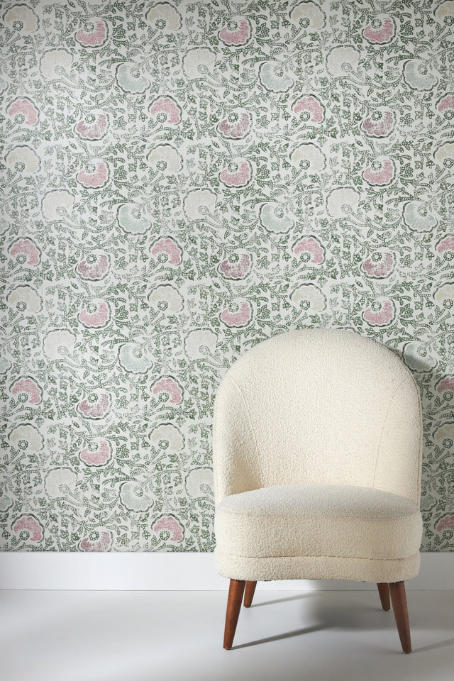 Fontaine Multicolor Wallpaper with Vintage Floral Vines Pattern, Prepasted Sure Strip - York CH1440