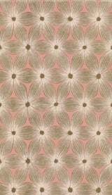 Everlasting Coral & Gold Floral Wallpaper with Metallic Blossom Motif - York CI2301