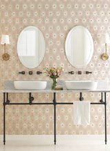 Everlasting Coral & Gold Floral Wallpaper with Metallic Blossom Motif - York CI2301