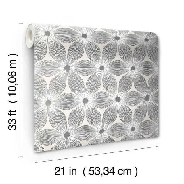 Everlasting White & Silver Floral Non Woven Wallpaper - York CI2302