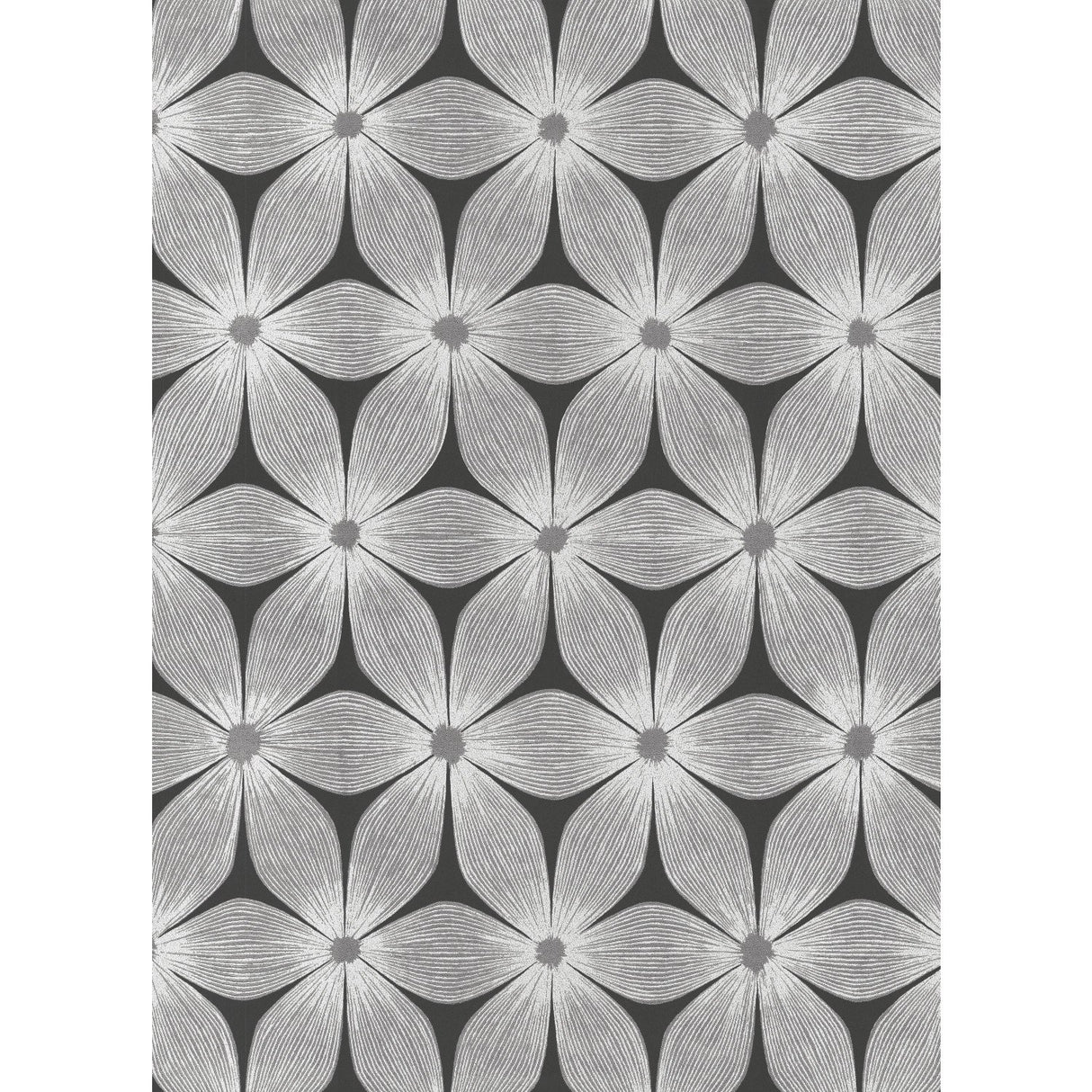 Everlasting Black & Silver Floral Wallpaper - York CI2305
