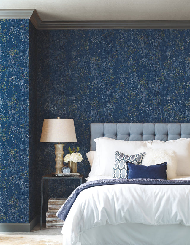 Gilded Confetti Navy Wallpaper