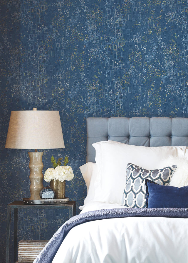 Gilded Confetti Navy Wallpaper