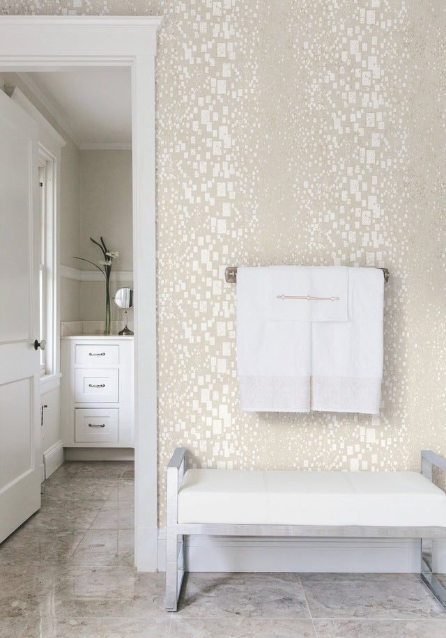 Gilded Confetti Cream Wallpaper with Metallic Geometric Confetti Pattern - York CI2323