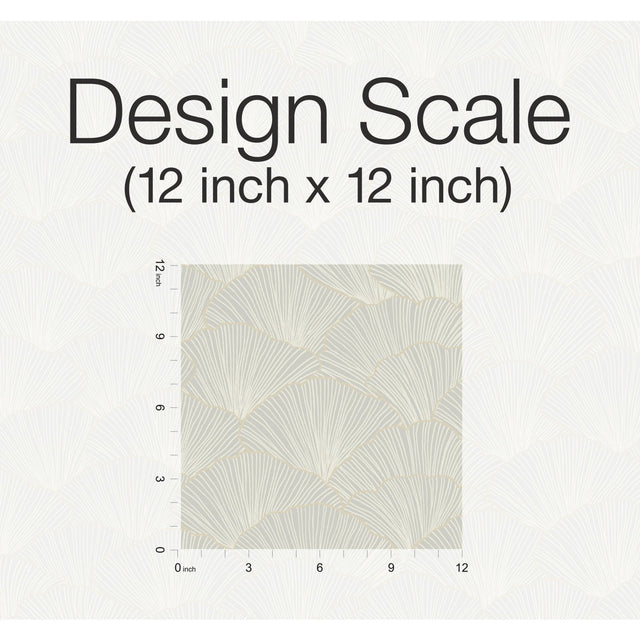 Luminous Ginkgo Grey Wallpaper with Metallic Outlined Leaf Motif - York CI2333
