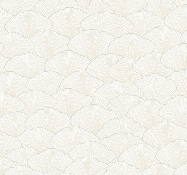 Luminous Ginkgo White & Cream Botanical Non Woven Wallpaper - York CI2335