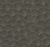 Luminous Gingko Grey Wallpaper with Metallic Fan-Leaf Botanical Motif - York CI2336