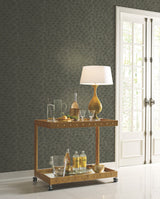 Luminous Gingko Grey Wallpaper with Metallic Fan-Leaf Botanical Motif - York CI2336