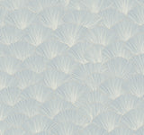 Luminous Gingko Blue Wallpaper with Metallic Outlined Leaf Motif - York CI2338