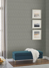 Cafe Society Dark Grey Wallpaper with Abstract Feather Motif - York CI2365