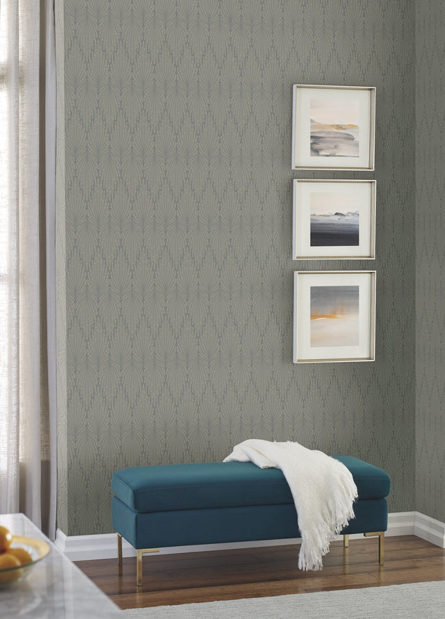 Cafe Society Dark Grey Wallpaper with Abstract Feather Motif - York CI2365