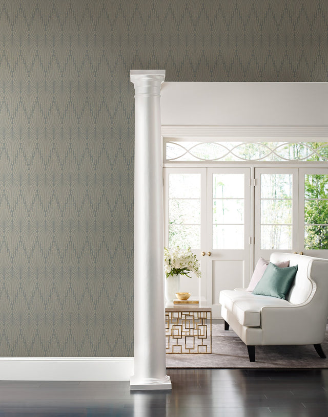 Cafe Society Dark Grey Wallpaper with Abstract Feather Motif - York CI2365