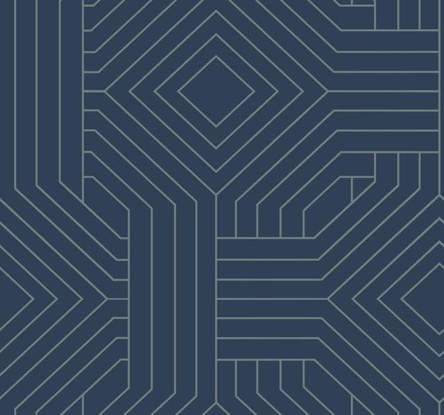 Diverging Diamonds Navy Geometric Non Woven Wallpaper - York CI2375
