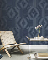 Diverging Diamonds Navy Geometric Non Woven Wallpaper - York CI2375