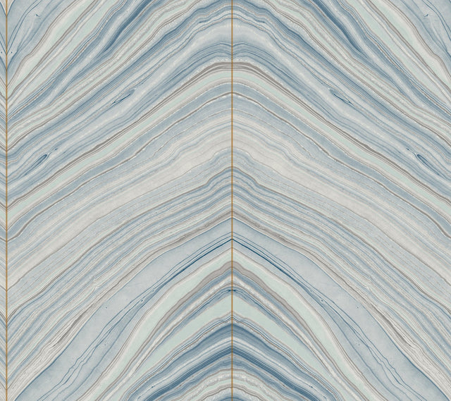 Onyx Strata Blue Wallpaper with Marble Stone Texture - York CI2412