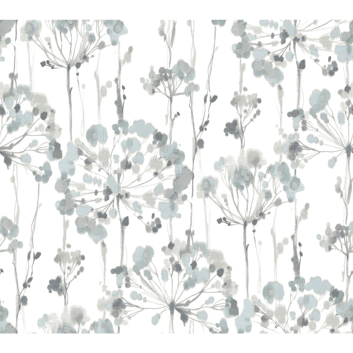Flourish Blue & Grey Wallpaper with Watercolor Floral Motif - York CI2426